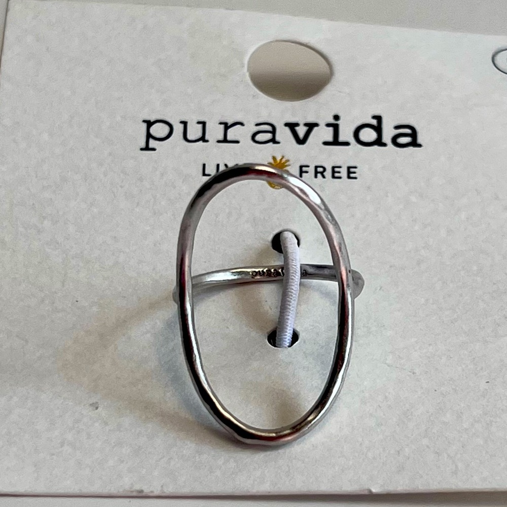 PURA VIDA Silver Oval Open Ring - Size 6